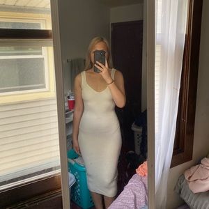 Cream ribbed knit dress